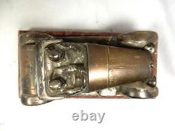Rare Antique British Oldtimer Racing Car Marble Silver Plated Base Desk Piece