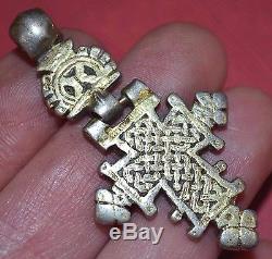 Rare Antique Ethiopian Orthodox Christian Cross Silver Pendant With Gold Plating