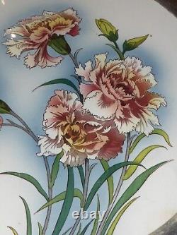 Rare Antique German BMF N Stork Mark Porcelain, Silver Plate Carnation Tray 1858