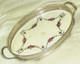 Rare Antique German BMF Porcelain & Silver Plate Rose Garland Oval Tray, c1900