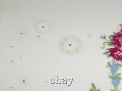 Rare Antique German BMF Porcelain & Silver Plate Rose Garland Oval Tray, c1900