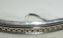 Rare Antique German BMF Porcelain & Silver Plate Rose Garland Oval Tray, c1900