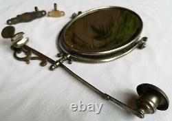 Rare Antique Girandole Silver Plate and Mahogany Shaving Mirror C. 1900