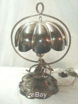 Rare Antique Pairpoint Silver Plated Water Lily Desk, Table Lamp. Art Nouveau. NR