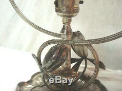 Rare Antique Pairpoint Silver Plated Water Lily Desk, Table Lamp. Art Nouveau. NR