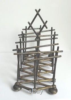 Rare Antique Silverplated Expandable Toast Rack Style Of Christopher Dresser