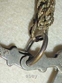 Rare Antique Victorian Nickel Plated Brass Skirt Lifter with Chain & Clip c1870