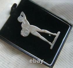 Rare Art Deco 1930's Silver Plated Bathing Belle with Beach Ball Brooch Pin