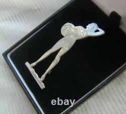 Rare Art Deco 1930's Silver Plated Bathing Belle with Beach Ball Brooch Pin