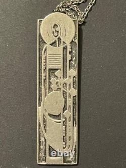 Rare Art Deco Silver Plated Religious Pendant Artist Jewelry