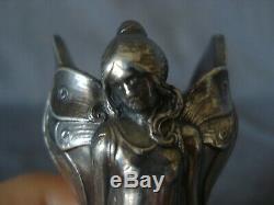 Rare Art Nouveau WMF silver plated lady fairy toothpick holder