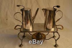 Rare Asprey London Pair 2 Coffee Pots Original Warmer Silver Art Deco Vintage