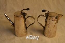 Rare Asprey London Pair 2 Coffee Pots Original Warmer Silver Art Deco Vintage