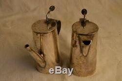 Rare Asprey London Pair 2 Coffee Pots Original Warmer Silver Art Deco Vintage