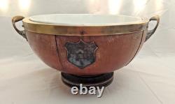 Rare Complete Original Antique Oak Trophy Bowl with Wedgwood Liner Silver Plated
