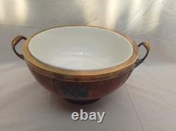 Rare Complete Original Antique Oak Trophy Bowl with Wedgwood Liner Silver Plated