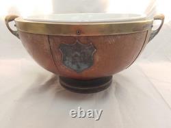 Rare Complete Original Antique Oak Trophy Bowl with Wedgwood Liner Silver Plated