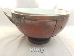 Rare Complete Original Antique Oak Trophy Bowl with Wedgwood Liner Silver Plated
