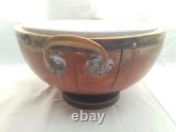 Rare Complete Original Antique Oak Trophy Bowl with Wedgwood Liner Silver Plated