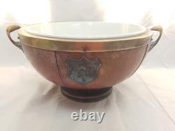 Rare Complete Original Antique Oak Trophy Bowl with Wedgwood Liner Silver Plated