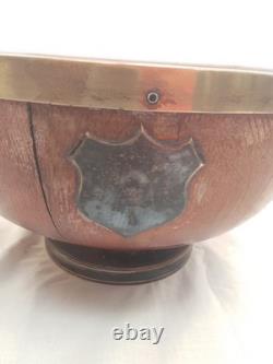 Rare Complete Original Antique Oak Trophy Bowl with Wedgwood Liner Silver Plated