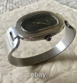 Rare Corum Love Bond solid Sterling Silver watch 1970s original cuff bracelet