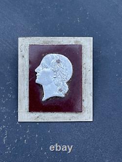 Rare Curiosity Antique Silver Plated Metal Woman's Head Artist Brooch