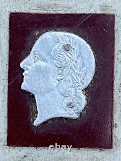 Rare Curiosity Antique Silver Plated Metal Woman's Head Artist Brooch