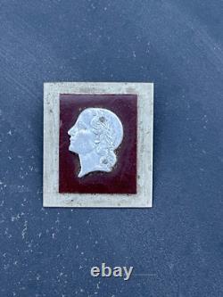 Rare Curiosity Antique Silver Plated Metal Woman's Head Artist Brooch