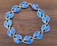 Rare David Andersen Gold Plated Sterling Silver Deep Blue Enamel Leaf Necklace