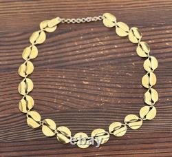 Rare David Andersen Gold Plated Sterling Silver Deep Blue Enamel Leaf Necklace