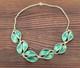 Rare David Andersen Gold Plated Sterling Silver Green Enamel Leaf Necklace