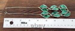 Rare David Andersen Gold Plated Sterling Silver Green Enamel Leaf Necklace