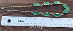 Rare David Andersen Gold Plated Sterling Silver Green Enamel Leaf Necklace