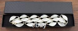 Rare David Andersen Gold Plated Sterling Silver White Enamel Leaf Necklace