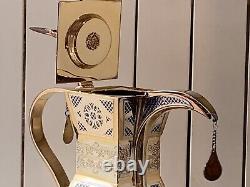 Rare De Lamerie Silverware Plated Enamel Decoration Arabic Finjan Coffee Pot 12