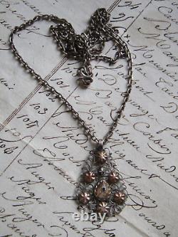 Rare Early Georgian French Normandie Silver & Gold Plated Filigree Pendant Chain