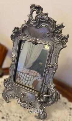Rare Early WMF Rococo Revival Silver-Plated Cherub Toilet Mirror
