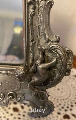 Rare Early WMF Rococo Revival Silver-Plated Cherub Toilet Mirror