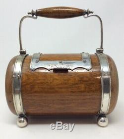 Rare Georgian Wooden Barrel Tea Caddy Silver Plated Circa 1840s