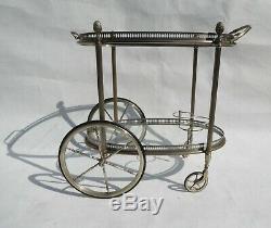 Rare Maison Jansen Silver Plated MID Century Serving Trolley Tea Cart 1970