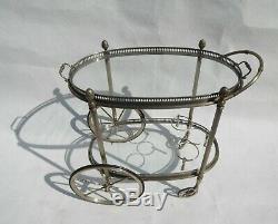 Rare Maison Jansen Silver Plated MID Century Serving Trolley Tea Cart 1970