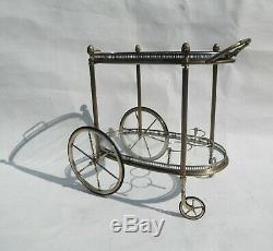 Rare Maison Jansen Silver Plated MID Century Serving Trolley Tea Cart 1970