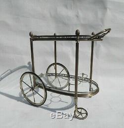 Rare Maison Jansen Silver Plated MID Century Serving Trolley Tea Cart 1970