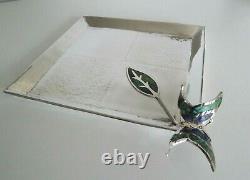 Rare Modernist Mexican Wolmar Los Castillo Silver Plated Butterfly dish 1960's