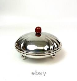 Rare Original Art Deco Silver Plate & Bakelite Trinket Jewelry Box Bauhaus