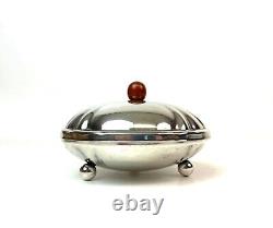 Rare Original Art Deco Silver Plate & Bakelite Trinket Jewelry Box Bauhaus