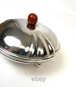 Rare Original Art Deco Silver Plate & Bakelite Trinket Jewelry Box Bauhaus