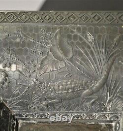 Rare Ornate Atq Metal Basket Middletown Plate Co 1870-80's Crocodile Dragonfly