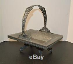 Rare Ornate Atq Metal Basket Middletown Plate Co 1870-80's Crocodile Dragonfly